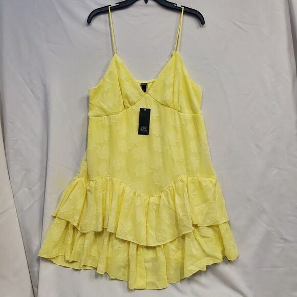 wild fable Other - Wild Fable Women's Dress Yellow Game Day Ruffle Mini Skater Tiered NWT Size XXL